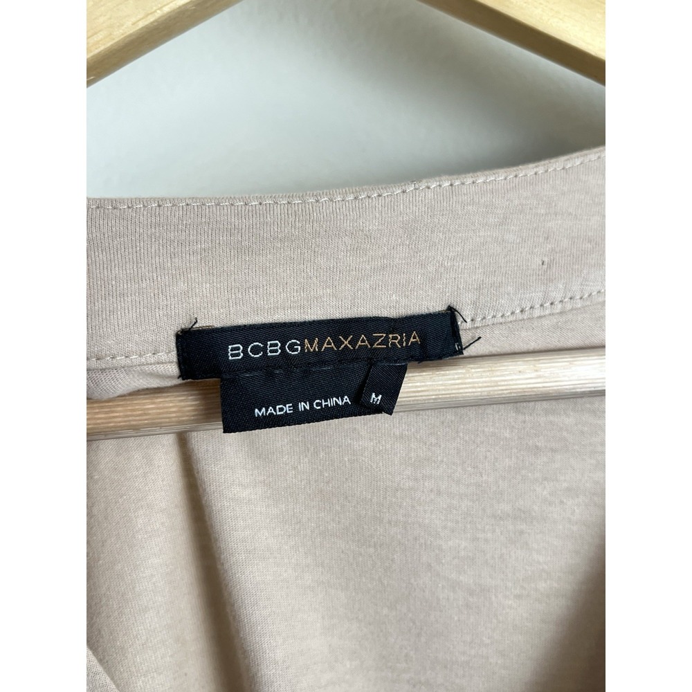 BCBGMaxazria Y2K Babydoll V-Neck Embroidered Short Sleeve Tunic Top Medium Beige - Picture 2 of 8